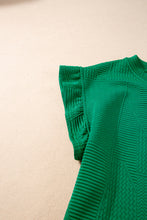 Load image into Gallery viewer, Dark Green Textured Ruffle Split Top and Drawstring Shorts
