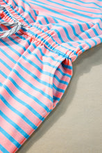 Load image into Gallery viewer, Pink Stripe Contrast Trim Pocketed Casual Tank Dress
