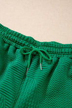 Load image into Gallery viewer, Dark Green Textured Ruffle Split Top and Drawstring Shorts
