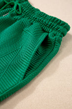 Load image into Gallery viewer, Dark Green Textured Ruffle Split Top and Drawstring Shorts
