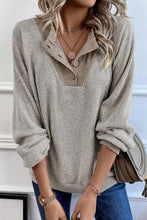 Load image into Gallery viewer, Jet Stream Color Contrast Ribbed Loose Fit Long Sleeve Top
