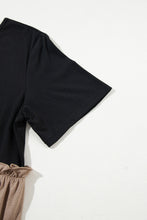Load image into Gallery viewer, Light French Beige Leopard Print Colorblock Frill Trim T-shirt Dress
