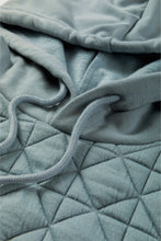 Load image into Gallery viewer, Light Grey Drop Shoulder Quilted Patchwork Kangaroo Pocket Hoodie
