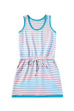 Load image into Gallery viewer, Pink Stripe Contrast Trim Pocketed Casual Tank Dress
