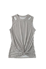 Load image into Gallery viewer, Gray Striped Cutout Twist Front Tank Top
