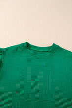 Load image into Gallery viewer, Dark Green Textured Ruffle Split Top and Drawstring Shorts
