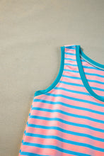 Load image into Gallery viewer, Pink Stripe Contrast Trim Pocketed Casual Tank Dress
